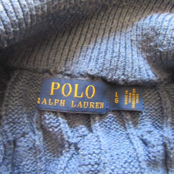 Polo Ralph Lauren 1/4 Zip Cable Knit Sweater Blue Men’s Size Large Cotton - Picture 3 of 5